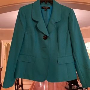 vintage turquoise/teal blazer with black buttons